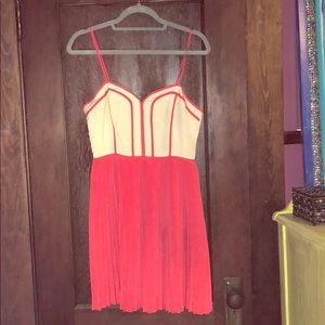 Red and white strappy pleated sundress